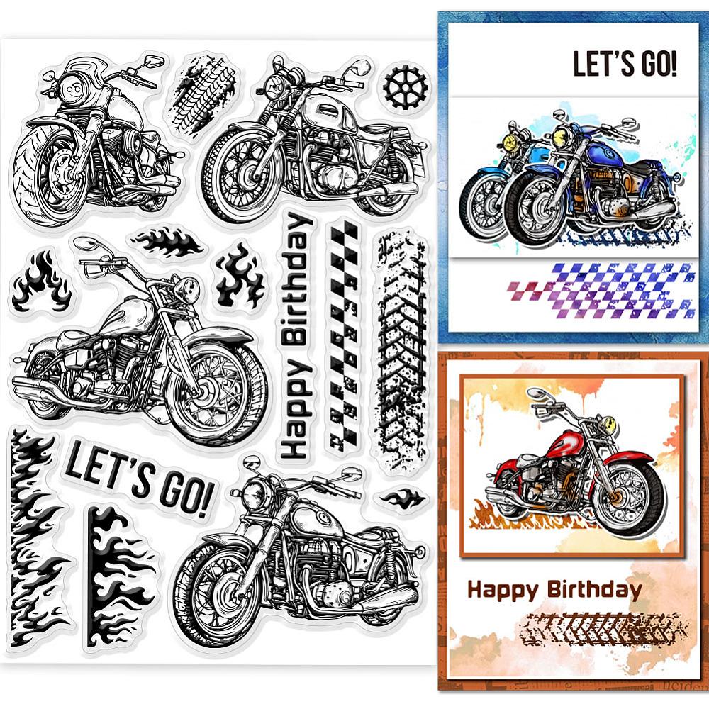 PVC Stamps for DIY Scrapbooking Photo Album Decorative Cards Making Stamp Sheets Film Frame Motorbike 21x14.8x0.3cm