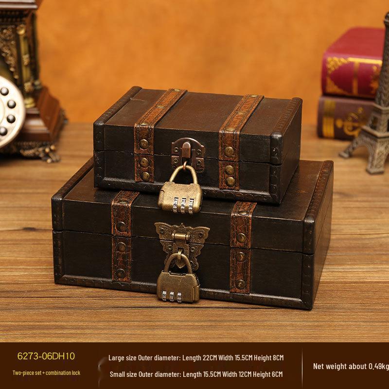 Vintage Wooden Lockable Storage Box for Jewelry and Accessories