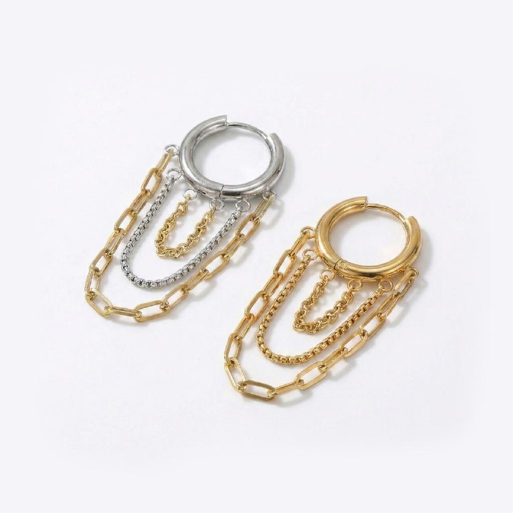 European American for Explosions INS Chain Tassel Stainless Steel Electroplated Earrings Simple Fashion Temperament Niche