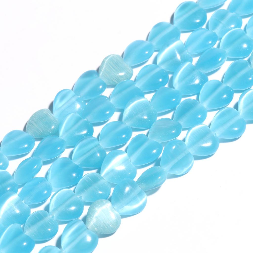 1 Stück Natursteinperlen 8 mm Katzenauge Mondstein Opal Herzformen Mix Farbe Lose Spacer Perlen für Schmuckherstellung DIY Armband Halskette