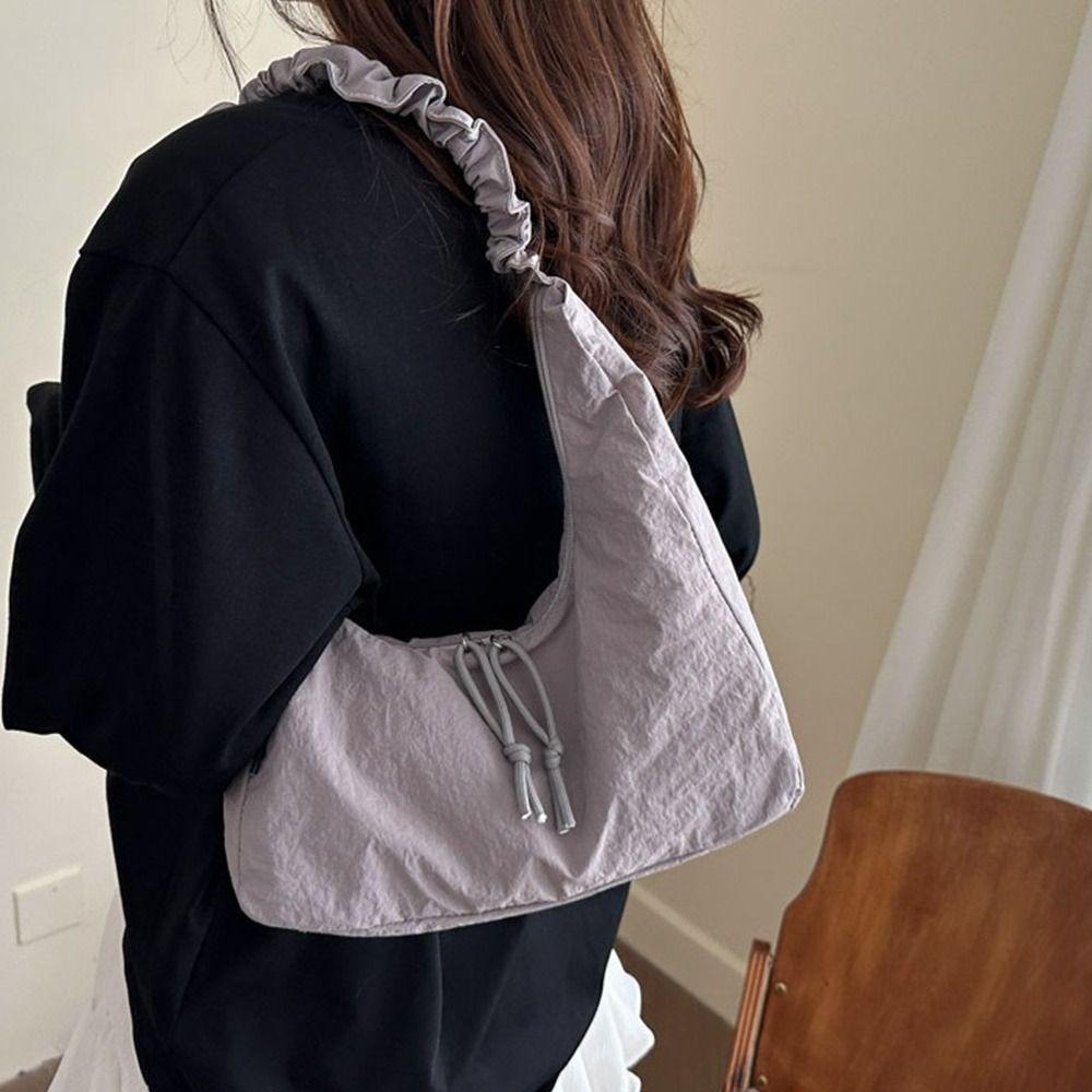 Versatile Pleated Dumpling Bag Lightweight Women's Shoulder Bag Fashion Drawstring Bag  Girls