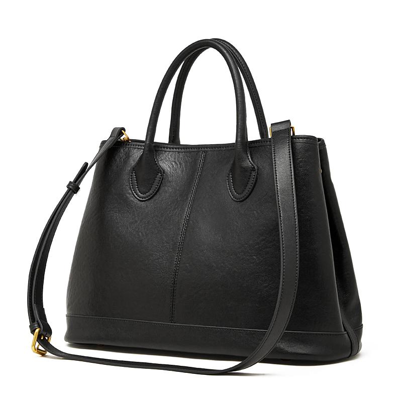 

HIFASHION Genuine Leather Tote Bags For Women 2026 Daily Open Top Shoulder Bags Office Crossbody Handbags Shopper Travel Purses чёрный