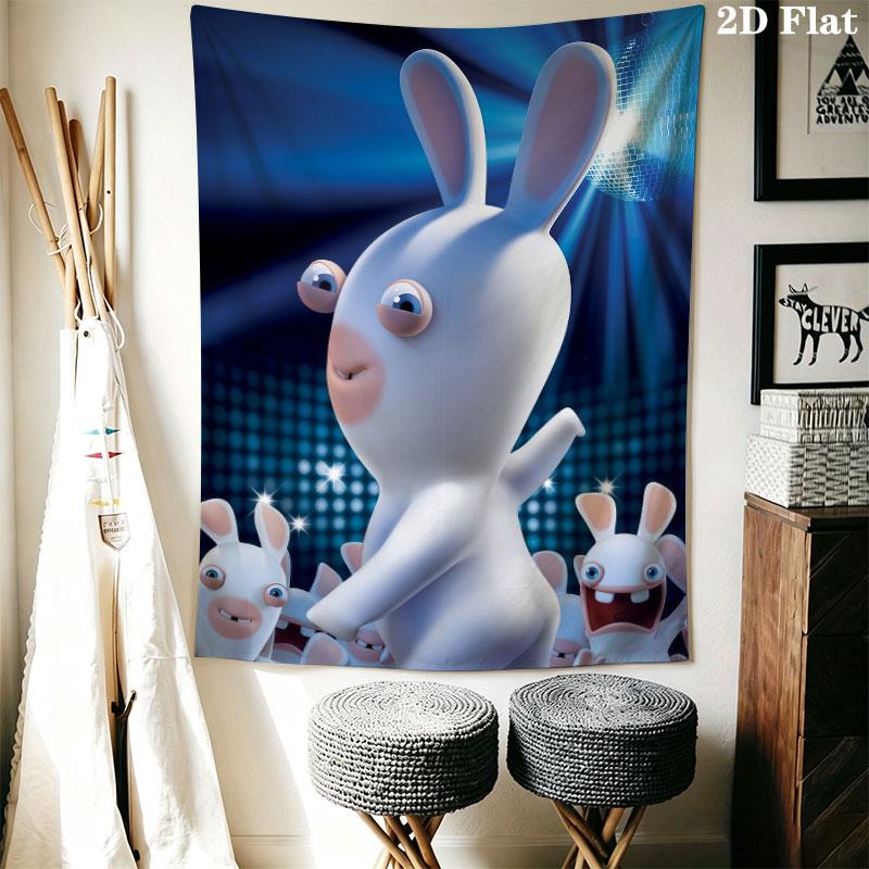 Rabbids Invasion Smile Wall Hanging Printed Fabric Blanket Decorative Tapestries for Bedroom Living Room Home Decor