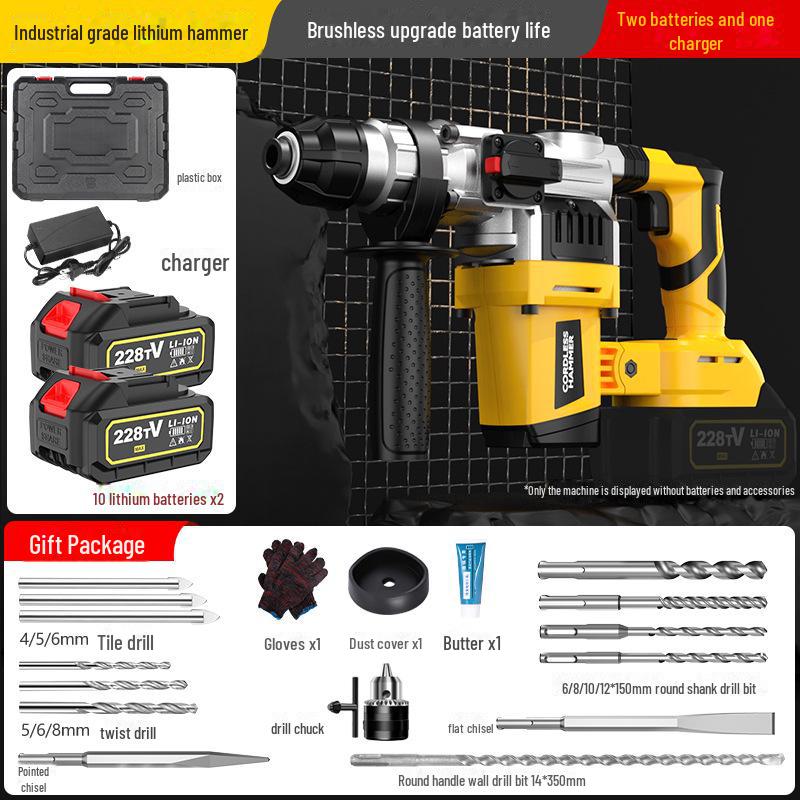 21V Brushless Lithium Hammer Drill: High-Power Electric Impact for Concrete