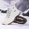 TUINANLE Couple Outdoor Hiking Shoes Warm Plush Flat Lace Breathable Soft Sole Low-top Boots Unisex Camping