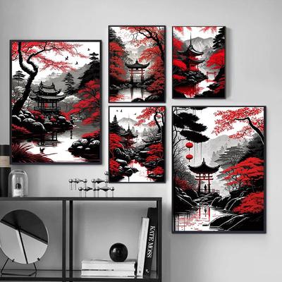 Japanese Landscapes Abstract Art Canvas Painting Posters and Prints Minimalism Wall Art Pictures for Living Room Decoration