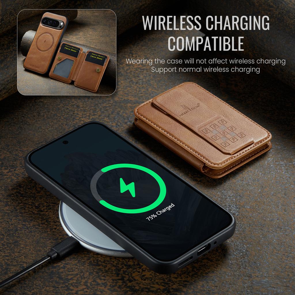 2 in 1 Detachable Cards Solt Wallet Leather Case for Google Pixel 9 Pro XL 8 8A 7 7A Vertical Bag Invisible Bracket RFID Cover