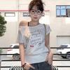 White One-Shoulder Women's Slimming Summer T-Shirt