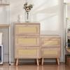 Solid Wood Legs Large Capacity Drawer Cabinet Bedroom Nightstand Sideboard with 3 Drawers