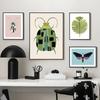 Butterfly Wall Art Ladybug Tiger Moth Beetle Feather Canvas Painting Nordic Poster Printing Wall Pictures Living Room Decoration