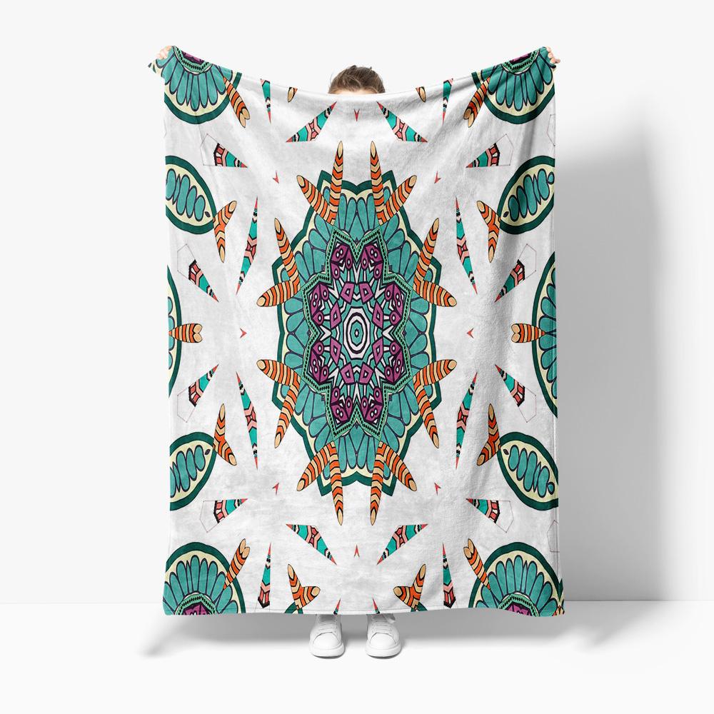 

Colorful Mandala Print Blanket Abstract Geometric Throw Blanket Bohemian Bed Cover Decorative Sofa Blanket Home Decor 75x90cm