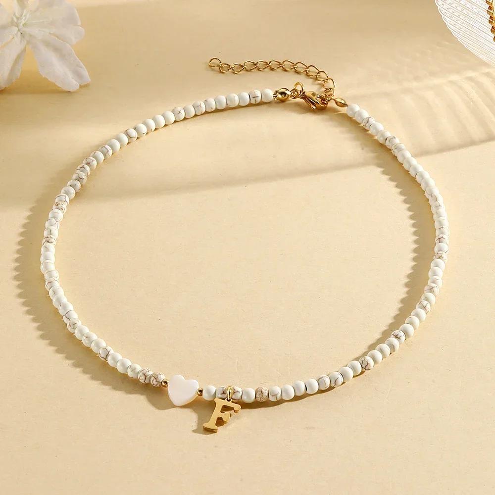 Bohemian Choker Neck Necklaces Heart-shaped Shell Letter Pendant Beads Women Necklace Woman Trend Jewelry Gift 2025