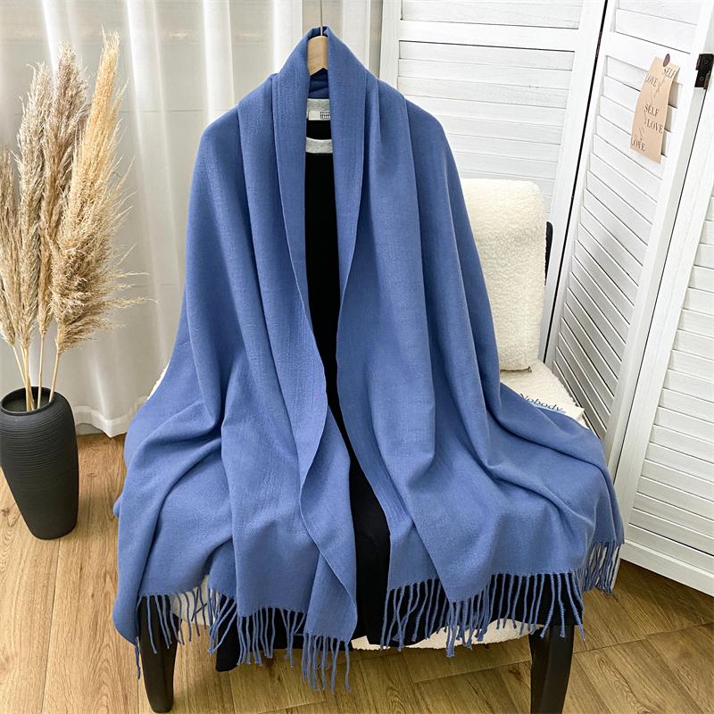 New Fashion Luxury Solid Color Thick Cashmere Winter Warm Scarf Women Pashmina Shawl Wraps Bufanda Female Tassel Scarves