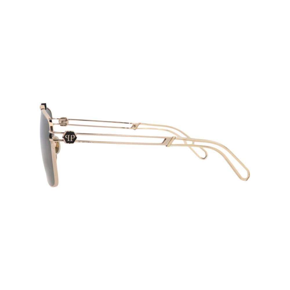 Philipp Plein Sunglasses Aviator Frame Acetate Rose Gold Green
