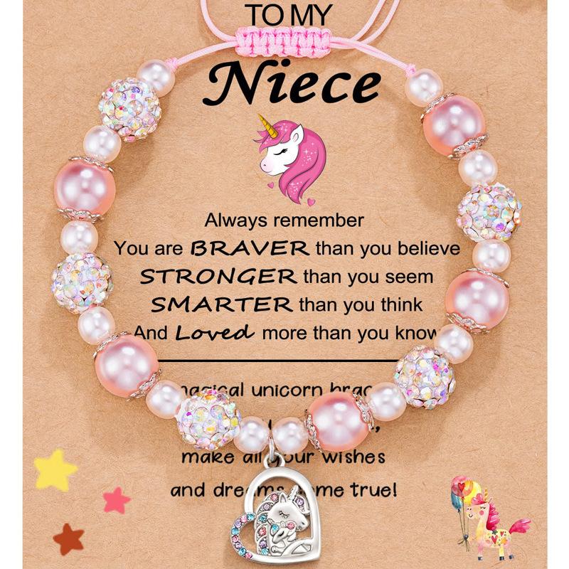 Diamond-encrusted women's bracelet Shambhala powder pearl weaving pink bracelet alloy love unicorn pendant bracelet