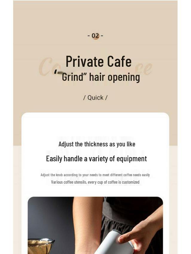 Electric Coffee Bean Grinder - Portable Hand-Crank Coffee Maker, Small Automatic & Household Use