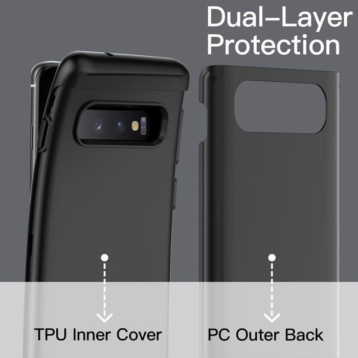 Jetech - 3514- Coque Antichoc Pour Samsung Galaxy S10, Etui Housse Double Protection Robuste Avec Choc-Resistible (Noir)