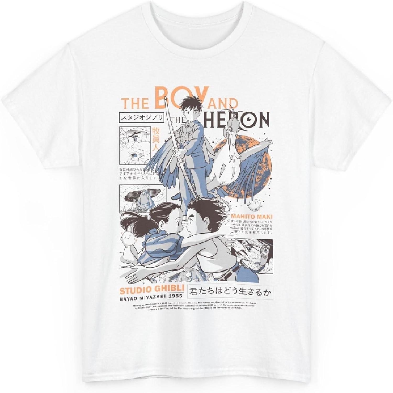 

Anime The Boy and The Heron Merch T-Shirt Summer Men_Women Streetwear Tshirt Shirt Short Sleeve XXXXXL білий
