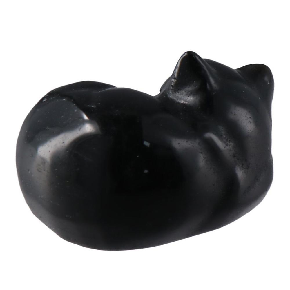 Statue Cat Statue Semi-precious Stone Sleeping Cat Statue Gemstone Crystal Sleeping Cat  Home