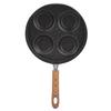 Four Hole Frying Pot Non Stick Cooking Pan Breakfast Maker with Wood Handle Kitchen Utensils