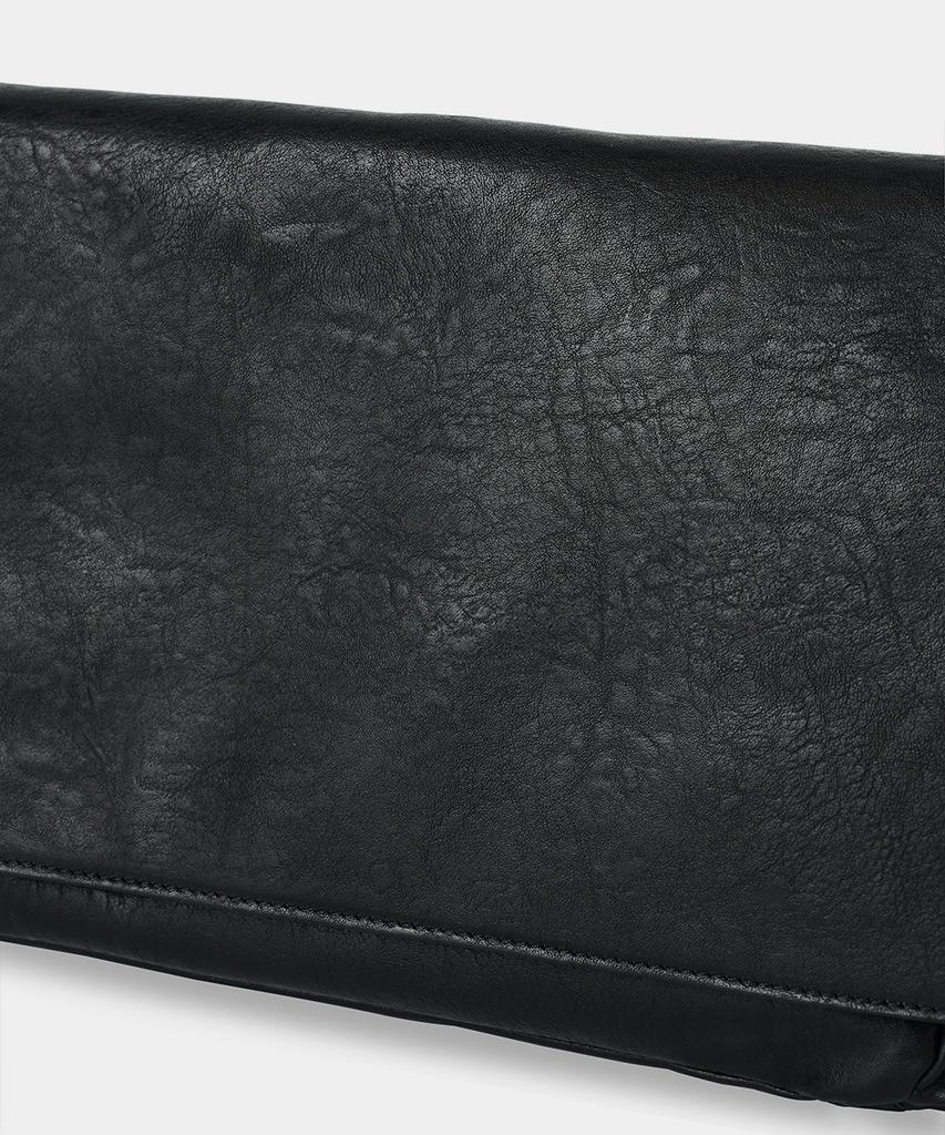 Maison Mined Crack Leather Cross Bag Black