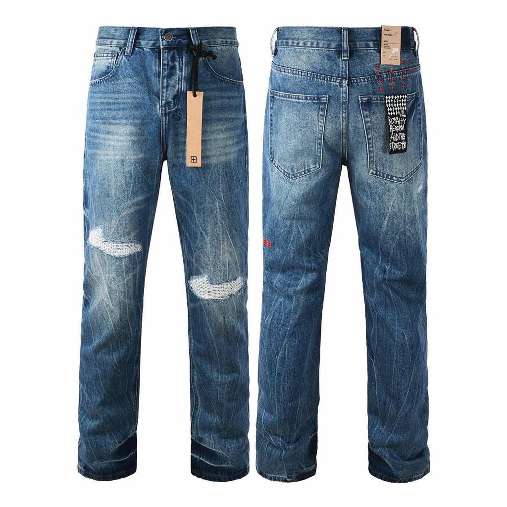 GLYDE New Y2K Jeans Fashion Trends Distressed Damaged Holes Embroidered Stretch Skinny Button Fly Ripped Jeans Pants