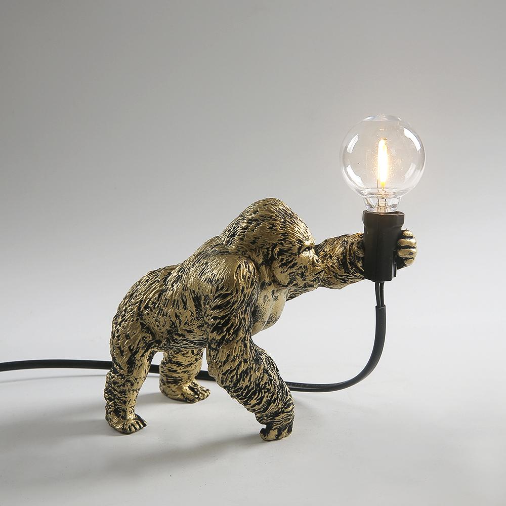 Lampă de masă din rășină Animal Gorilla Ornamente mici Mini Gorilla Lumini LED drăguțe Decor pentru interior Corp de iluminat lampa de masă artizanală