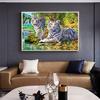 5D DIY Diamond Painting Animal Picture Round Tiger Diamond Embroidery Rhinestone Mosaic Home Decoration Gift