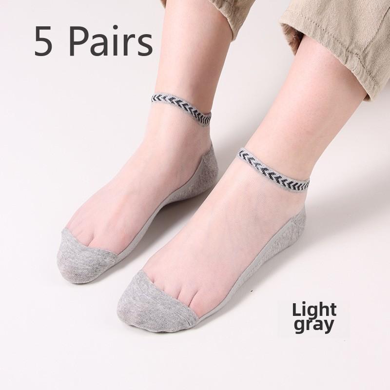 5 Paar Frühlings- und Sommer Herren Seidensocken Unsichtbare Socken Atmungsaktiv Einfache Seidensocken Herren Schweißabsorption Bootssocken Socken