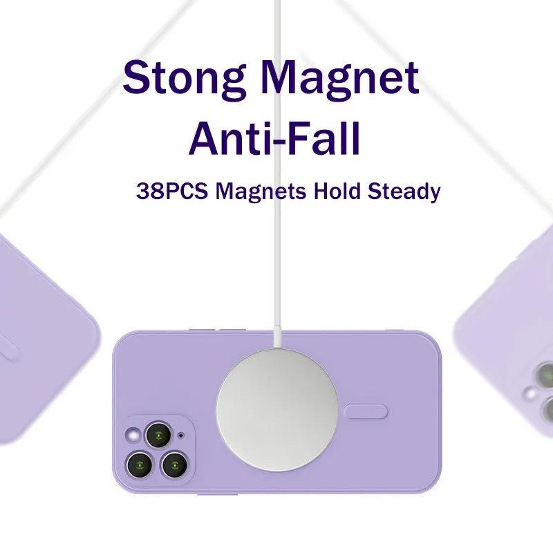 Liquid Silicone For MagSafe Case For iPhone 14 Pro Max 13 12 11 XS XR 7 8Plus Magnetic Wireless Charging Soft Shockproof Bumper Cover