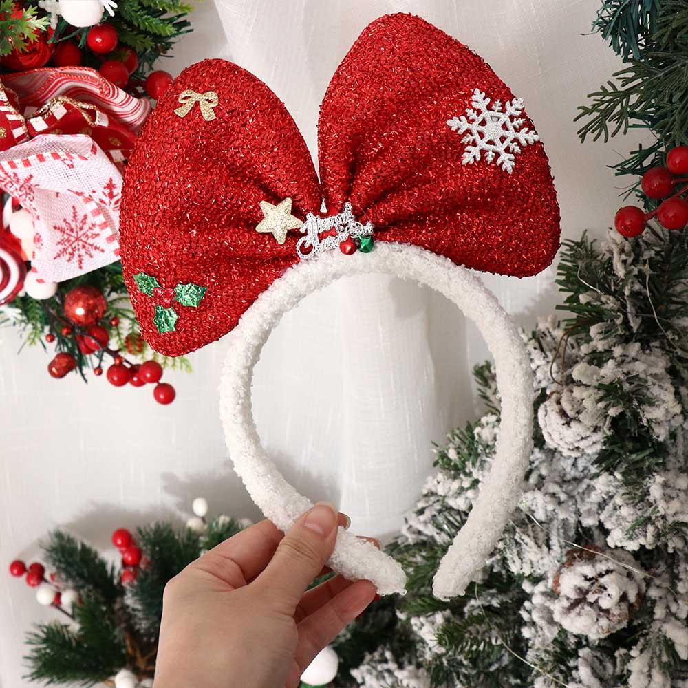 Shiny Christmas Hairband Plush Christmas Headband Cute Bowknot Hair Hoop  Cosplay