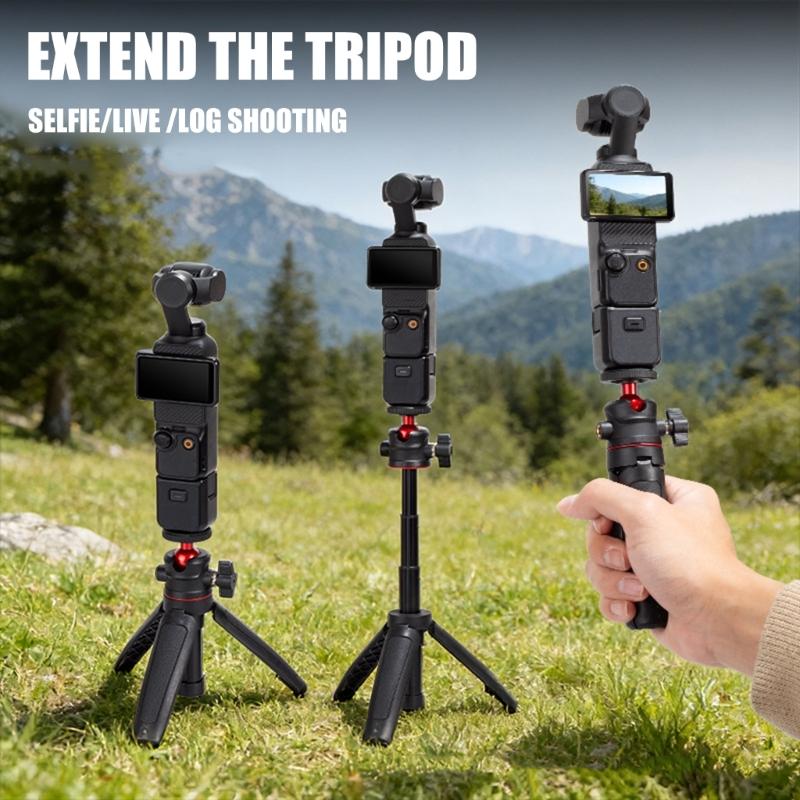 Adjustable Foldable Camera Tripod Stand for Pocket 3 Mainstream Action Cameras for Travel and Outdoor Use