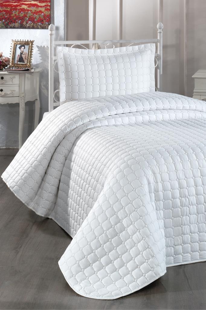 

Покрывало Estiva Queen Size из микрохлопка 180x240 см Кремового цвета