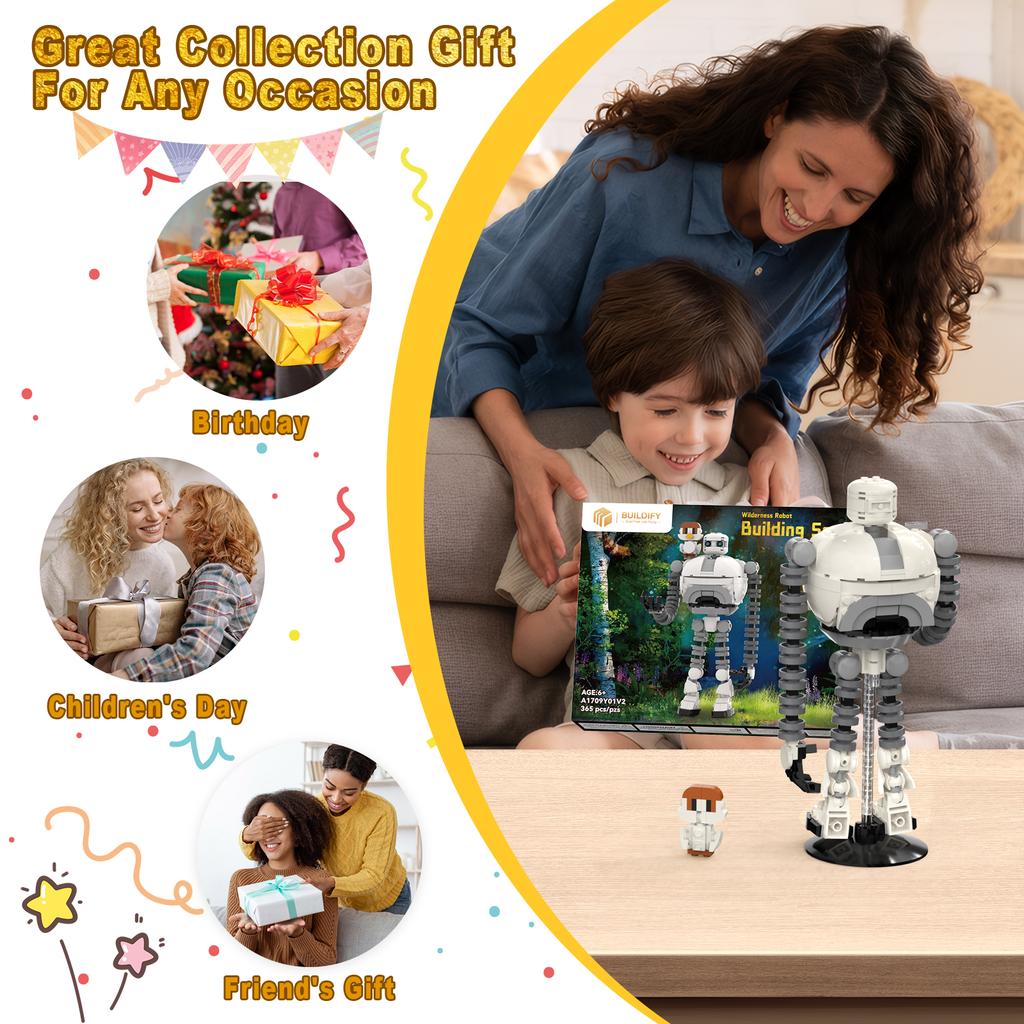 Wildnis Roz Roboter & Brightbill Actionfigur Bauset 2er-Set, Cartoon Niedliches Modell Bauspielzeug-Set für Filmfans, Kinder 6+