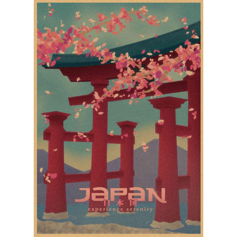 Retro Japan Reiseplakat: Sushi-Restaurant und Izakaya-Szenerie