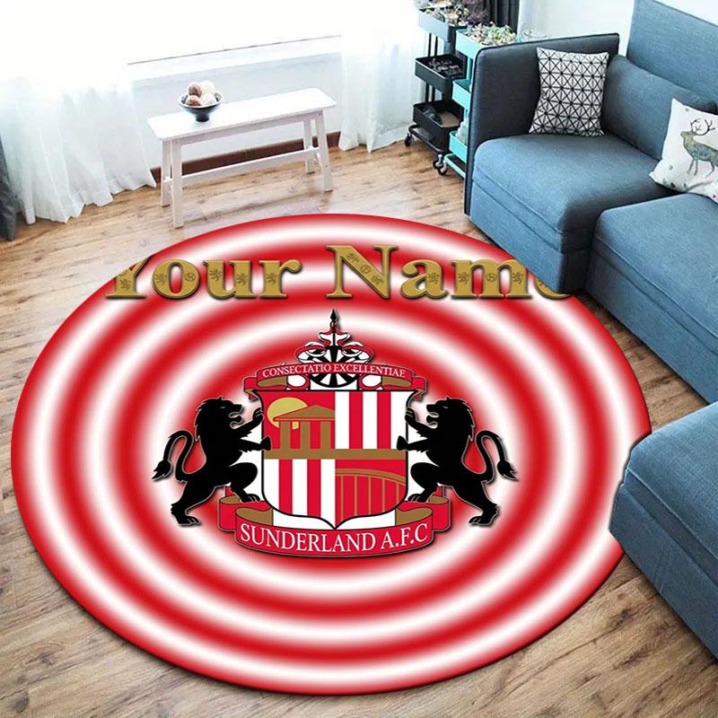 Sunderland A.F Custom Name Round Area Rug,Carpet Rug for Living Room Bedroom Sofa Playroom Decor,Non-slip Floor Mat