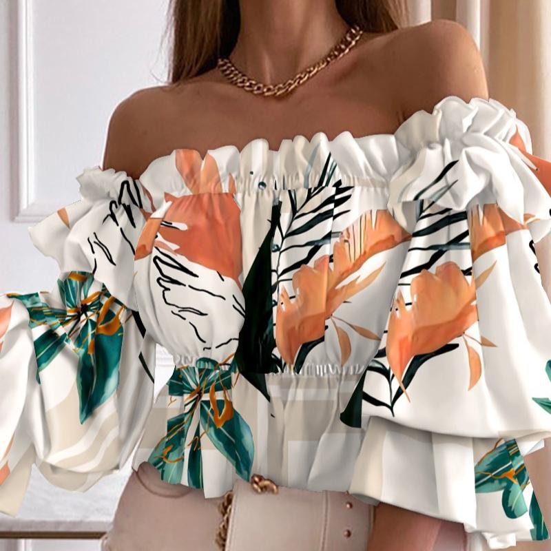 Women's One Shoulder Neck Sexy Fashion Long Sleeve Waist Shirt