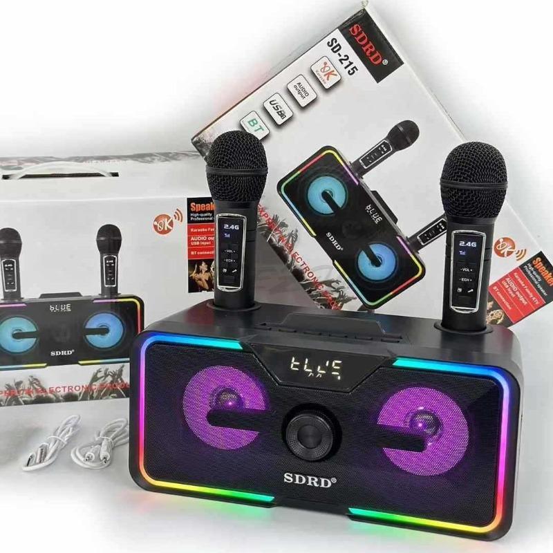 SD215 Bluetooth Speaker Wireless Microphone Home KTV Bluetooth Speaker Integrated Double Choral Microphone