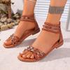 Vintage Cross Strap Flat Heel Gladiator Sandals Women Summer 2026 Metal Rivet Ankle Strap Sandals Woman's Classic Beach Slippers