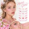 Heart and Flower Temporary Face Stickers Realistic Look Decorative Body for Women