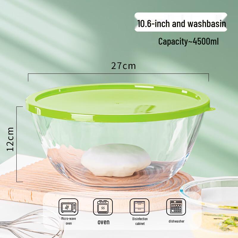 Large Glass Mixing Bowl with Dust Cover