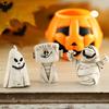 European-style Resin Halloween Scene Decoration With Pumpkin Head Ghost Mummy Wind-up Girl Candle Cross