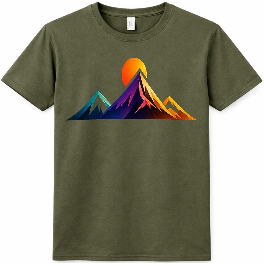 Mountain Sunset T Shirt Colorful Range Landscape Adventure Hiking Graphic Tee