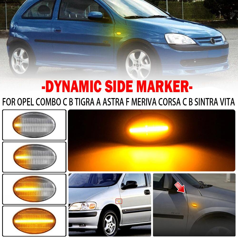 2pcs LED Dynamic Side Marker Turn Signal Light For Opel Corsa B C Astra F Combo B C Meriva Sequential Blinker