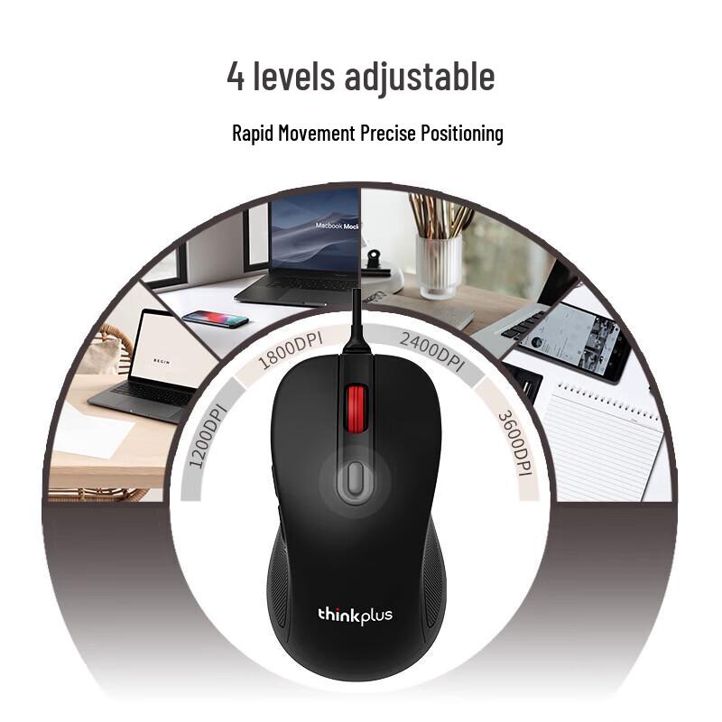 Lenovo Thinkplus M10 Pro Ergonomic Silent Wired Mouse