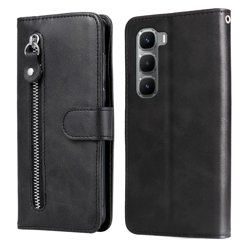 For Infinix Hot 60 Pro 4G PU Leather Cases with Zipper Pocket Wallet Phone Cover Stand