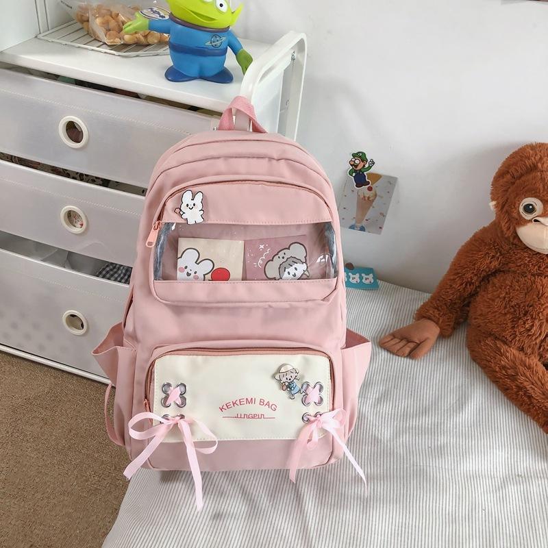 Backpack Female Primary School Students Simple Large Capacity Campus Backpack Nylon Junior High School Bag