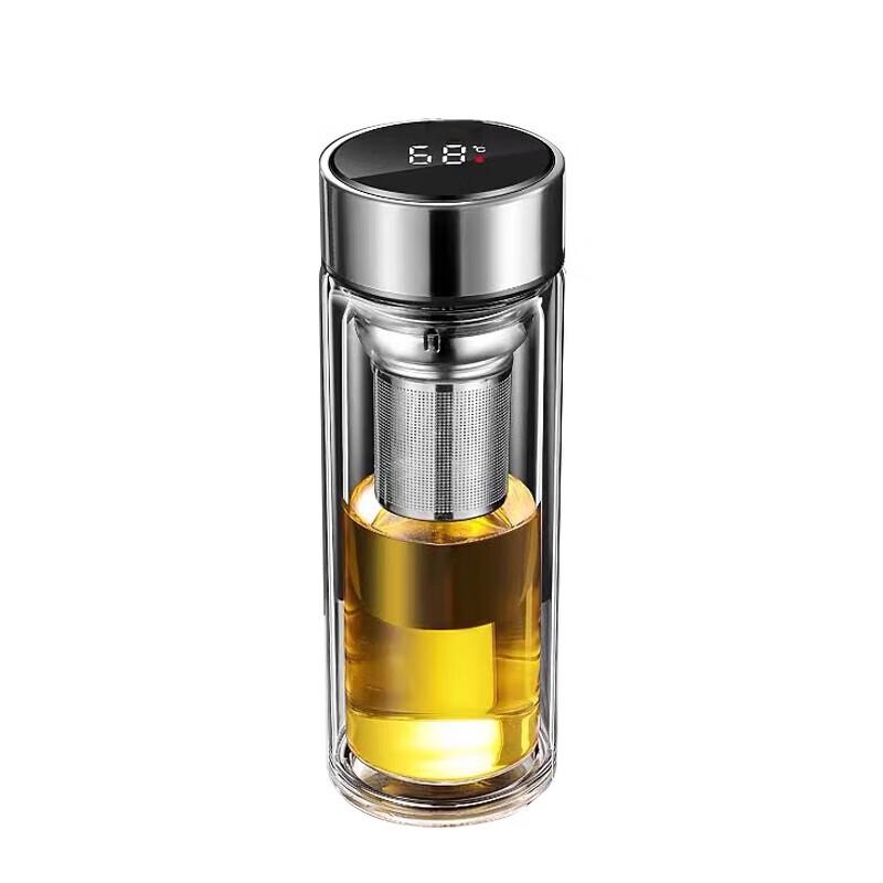 QYJ-9030 Temperature Display Double-Layer Glass Business Tea Cup