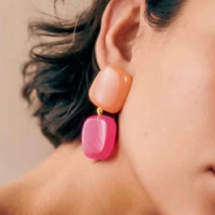 1 Pair Comfortable Wear Square Earrings Resin Texture Design Pendant Earrings Suitable for Casual Formal Occasions
