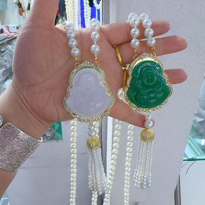 Laughing Buddha Imitation Jade Necklace - Maitreya Pendant, Fashionable Chinese Light Luxury Jewelry